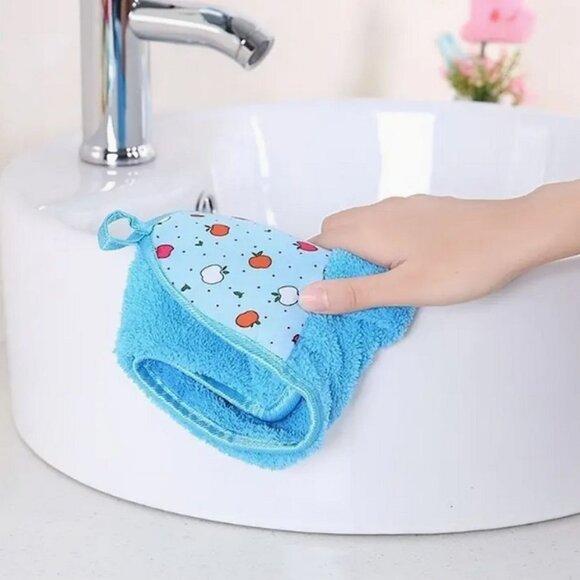 Sally Ann Apple Topper Teal Green Hanging Loop Fingertip Towel Gift Packaged - Picture 3 of 9